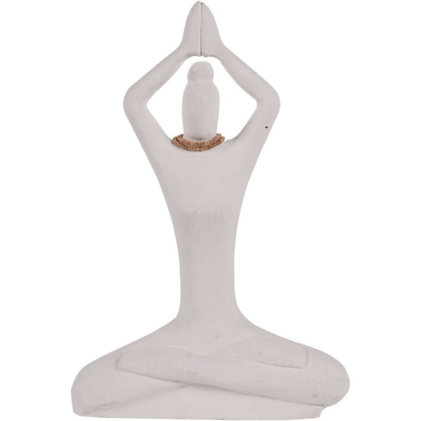 Hand Carved Yoga Lady White Large