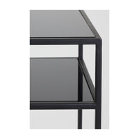 Matte Black Square Frame & Blackened Glass Pillar Tables