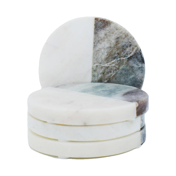 Round Grey & White Solid Granite Coasters
