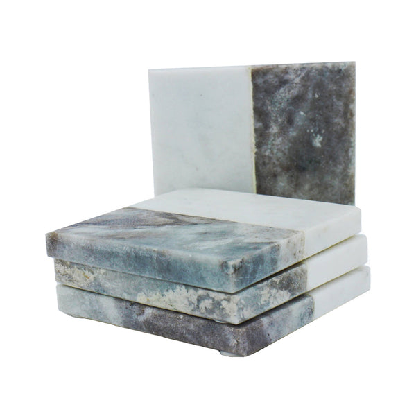 Square Grey & White Solid Granite Coasters
