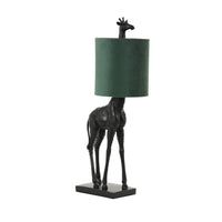 Black Giraffe Table Lamp with Green Shade