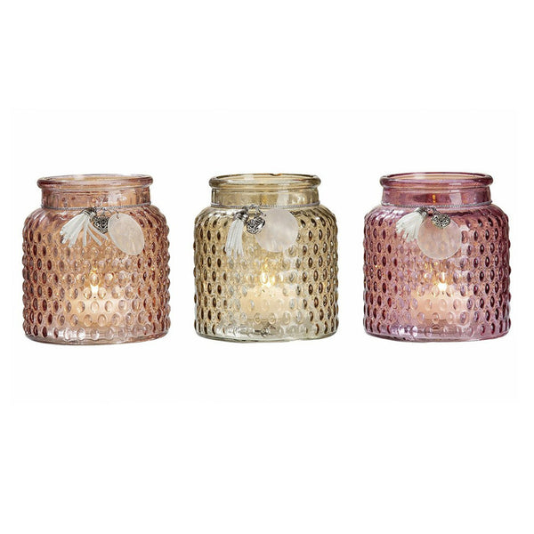 Set of Three Hobnail Glass Candle Holders Jars