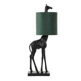 Black Giraffe Table Lamp with Green Shade