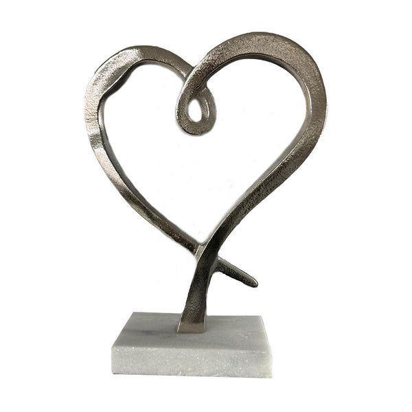Sculptural Aluminium Heart on Marble Plinth