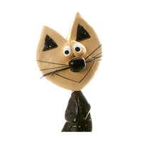 Tall Black Ceramic Crazy Cat with Bristle Whiskers