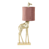 Gold Giraffe Table Lamp with Pink Shade