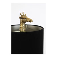Antique Bronze Giraffe Table Lamp with Black Shade