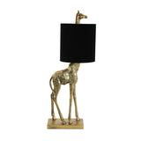 Antique Bronze Giraffe Table Lamp with Black Shade