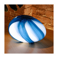 Blue Waved Inky Pebble Table Lamp