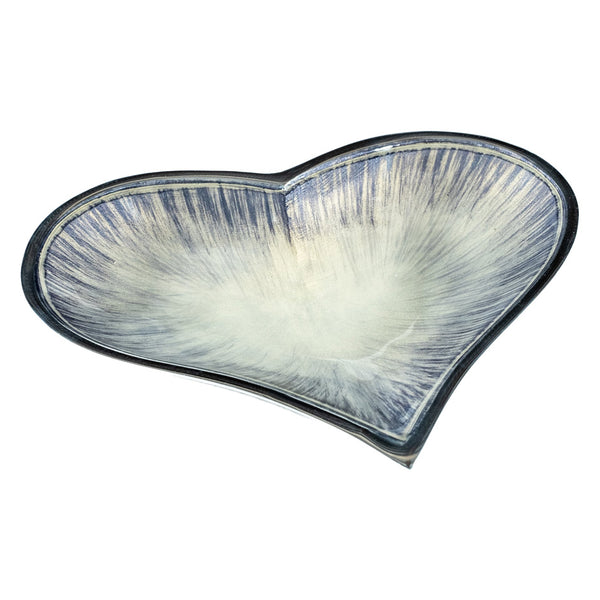 Tilnar Art Brushed Silver Enamel & Recycled Aluminium Heart Dish