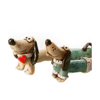 Ceramic Teal Mr & Mrs Dachshund