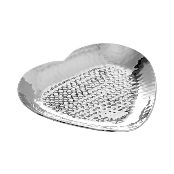 Hammered Silver Heart Shaped Trinket Dish