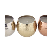 Set of 3 Hammered Metal Wax Filled Candles