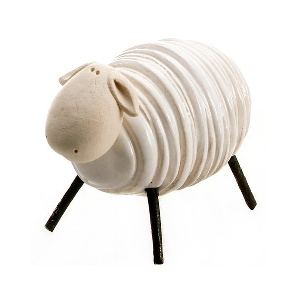 Ceramic Sheared White Sheep with Wire Legs