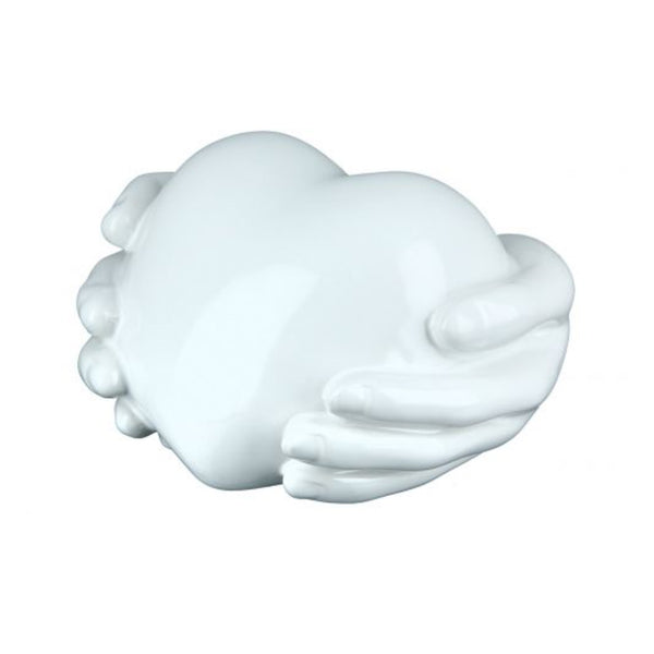 White Ceramic Hands Holding a Heart