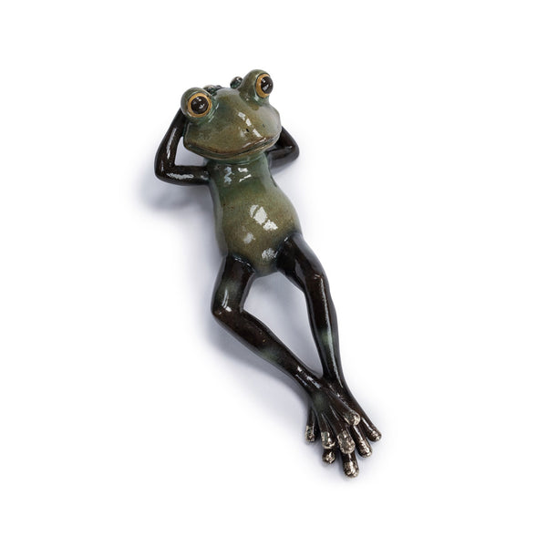 Crazy Hand Painted Laying Frog